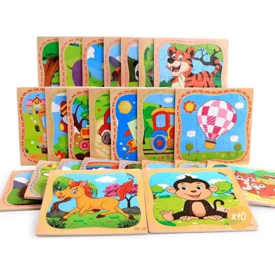 Pack X10 Rompecabezas Madera Infantiles Surtidos 16p Mt08893