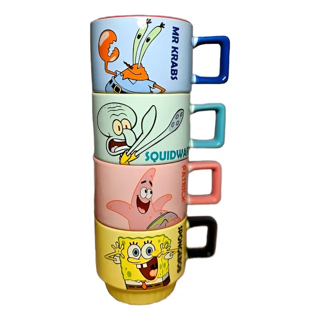 Tazas Importada Bob Esponja Y Sus Amigos Apilables Cerámica