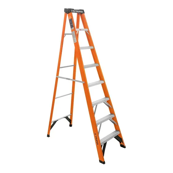 Escalera De Tijera Tipo Ll 7 Peldaños Fibra De Vidrio Truper Color Naranja | Cuotas sin interés