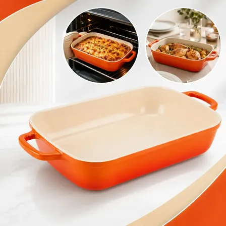 Travessa Assadeira Lasanheira Retangular Nhame 3L 32cm em Alumínio com Revestimento Cerâmico, Forma para Forno, Aquecimento Rápido e Uniforme, Alças Laterais