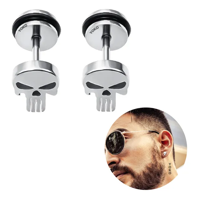 Aretes Seguridad Punk Rock Hombre Craneo Gotico Calavera