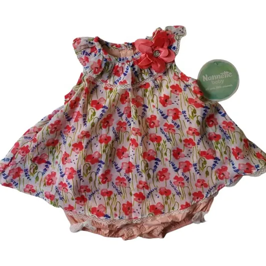 Vestido Floreado Y Overol Para Bebé De 6-9 M. Nannete Baby