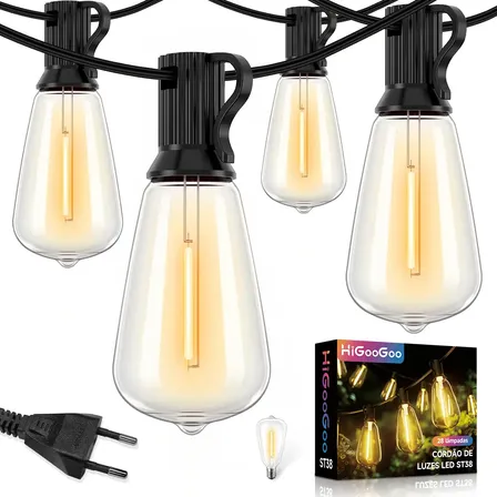 Higoogoo St38 55lampadas 36m Inquebrável Varal Luz De Corda