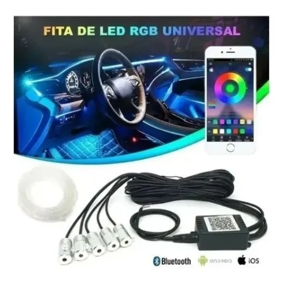 Fita Neon Led Luz Interna Rgb 5 Canhões 6 Metros 0196 Tensão de operação 12V 110V/220V