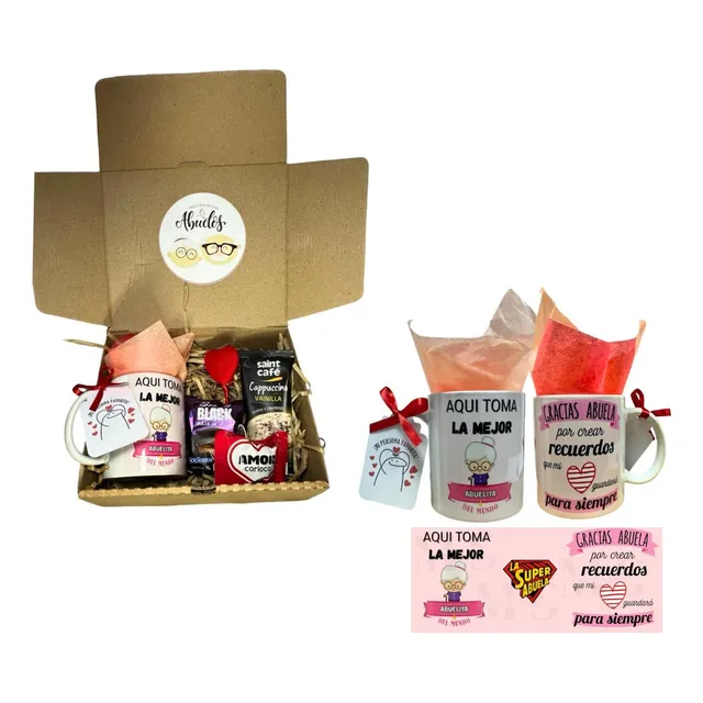 Caja Box Regalo Dia Del Abuelo Bombon Alfajor Café Souvenirs