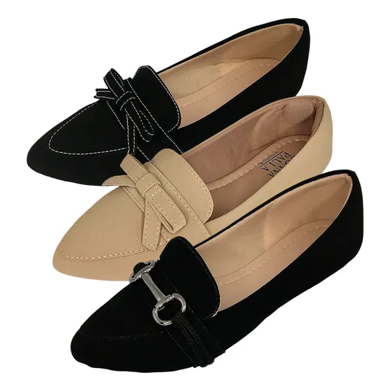 3 Pares Sapatilha Feminina Scarpin Rasteirinha Macia Sapato