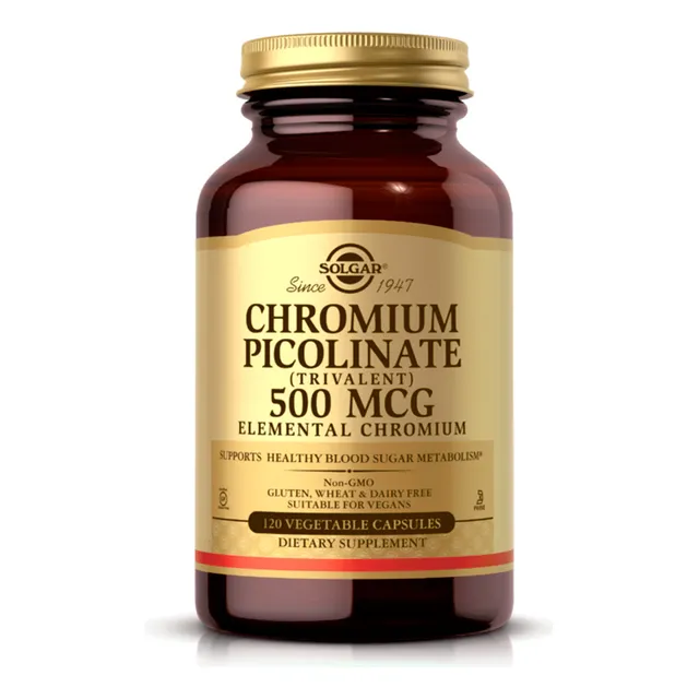 Picolinato De Cromo 500 Mcg Solgar 120 Capsulas Vegetales