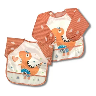 Kit 2 Babador Avental ImpermeĂĄvel Manga Longa Curta Dino Cor Laranja Tamanho Un Kit 2 Babador Avental ImpermeĂĄvel Manga Longa Curta Dino Cor Laranja Tamanho Un