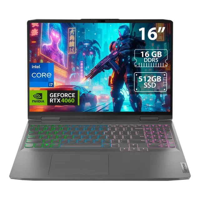 Laptop Gamer Lenovo LOQ 16IRH8 : Intel Core i7 13620H, RAM 16GB DDR5, SSD 512GB, Pantalla 16" LED, NVIDIA GeForce RTX 4060, Windows 11 Home