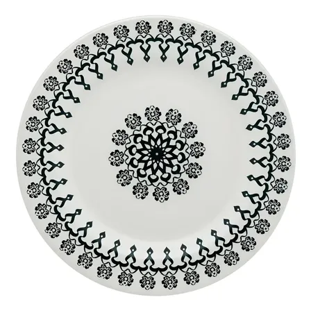 Conjunto De 6 Pratos Rasos Donna Folk 61431 24cm Off White E Preto Biona