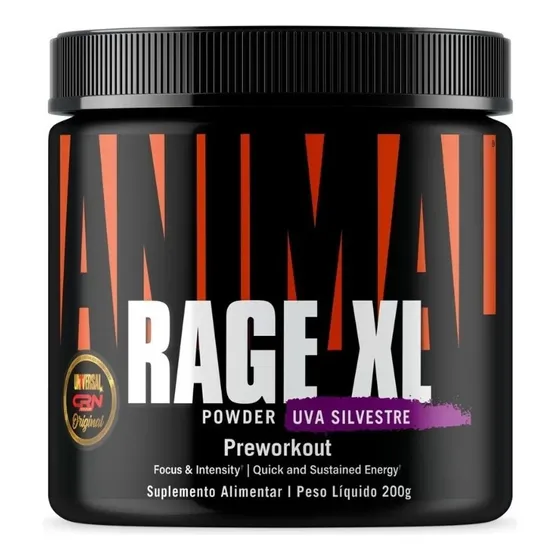 Suplemento em Pó Rage Xl 221g Powder Uva Universal Sabor Uva Silvestre