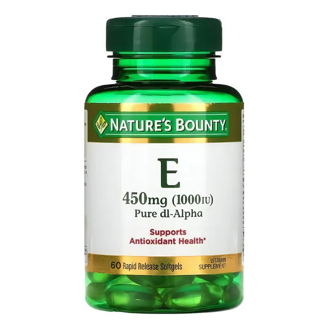 Vitamina E de Nature's Bounty, 450 mg de DL-alfa, 60 cápsulas