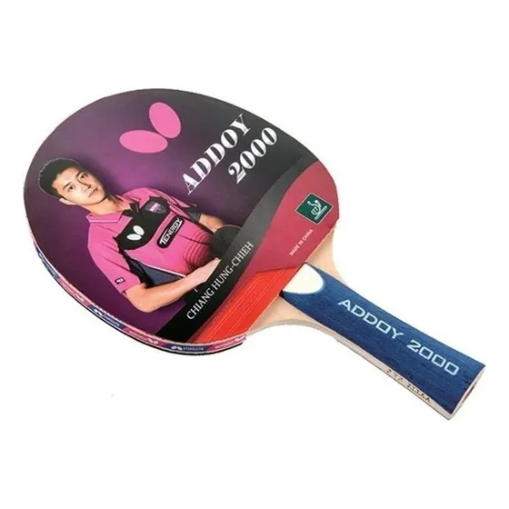Raqueta de ping pong Butterfly Addoy 2000 negra y roja FL (Cóncavo)