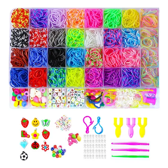 Kit Para Hacer Pulseras De Elástico 40 Colores2500+ Uds