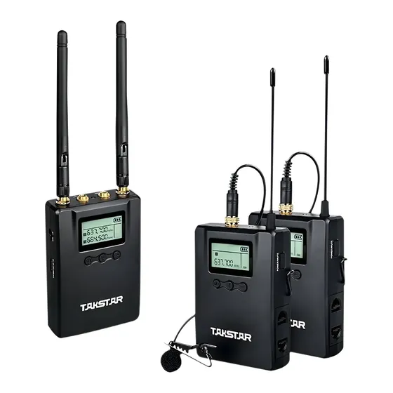Microfone Lapela Sem Fio Uhf Takstar SGC200W Para Gravar Vídeos Preto