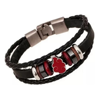 E H Naruto - Pulsera Cuero Metal Konoha Logo Negro Diámetro E H Naruto - Pulsera Cuero Metal Konoha Logo Negro Diámetro