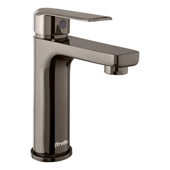 Llave Para Lavamanos Monocontrol Negro Ónix Marsella Stretto Acabado Cromado
