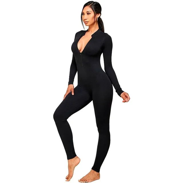 Catsuit Mono Lycra Elastizado Manga Larga Con Cierre