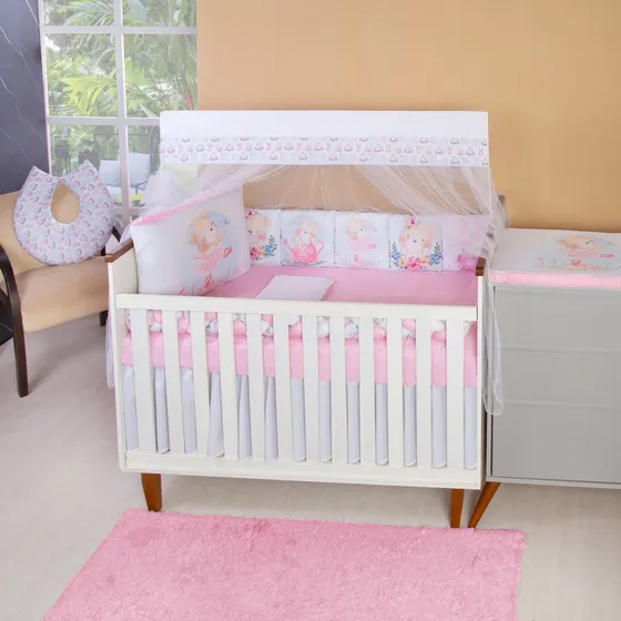 Kit Berço Americano Com Almofadinhas 13 Peças - Meninas