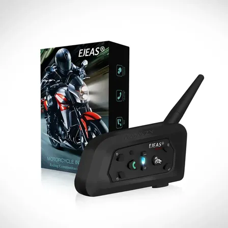 Intercomunicador Moto Ejeas V6-PRO+ con Bluetooth 1200mts hasta 6 Pilotos Negro
