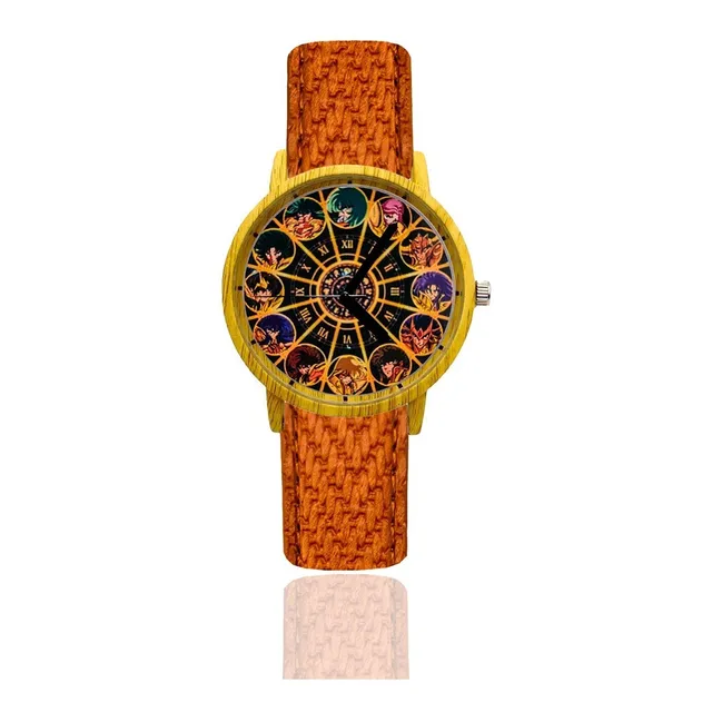 Reloj Caballeros Del Zodiaco Estilo Madera Tureloj