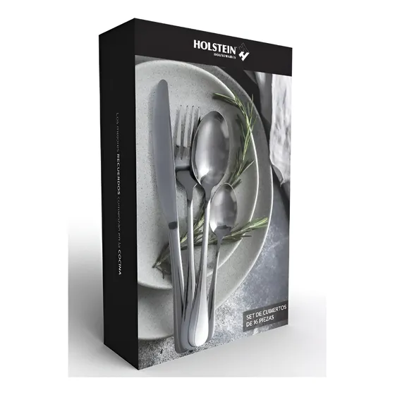 Set Juego De Cubiertos X 16 Piezas Holstein Acero Inoxidable