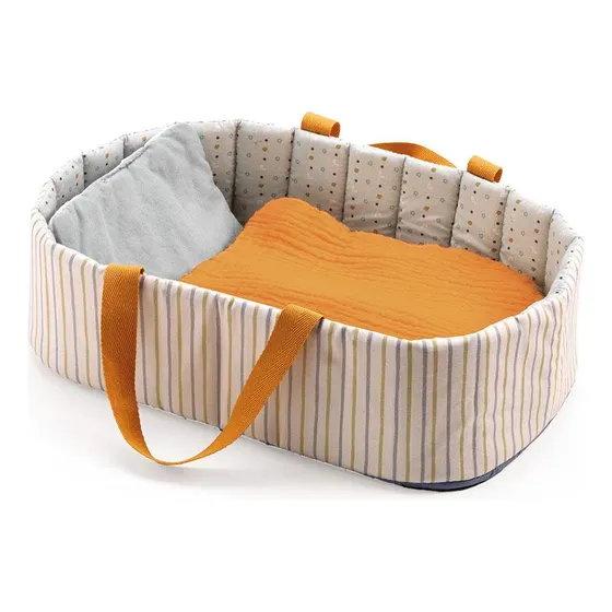 Moisés Cuna Para Muñeca Bebote Pomea Djeco Color Naranja