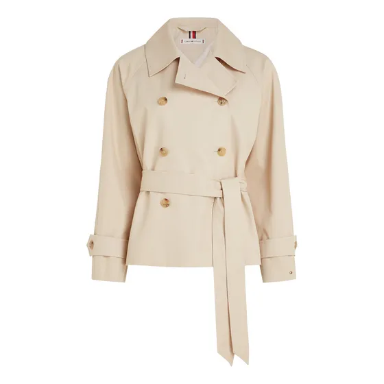 Chaquetón De Botonadura Doble Con Cinturón Mujer Beige Tommy Hilfiger