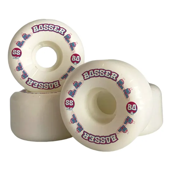 Set De Ruedas Para Skate Bosser 55x33mm 80a Estabilidad Color Blanco