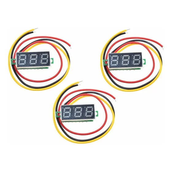 3 Mini Voltimetro Digital Led Rojo Max 100 V Cc