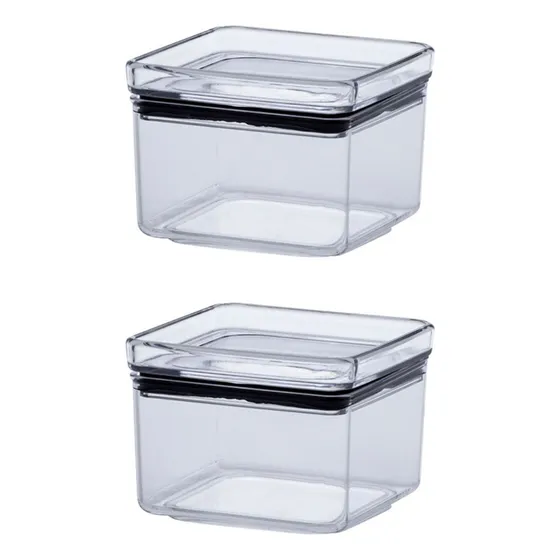 Pote Hermético Acrílico Quadrado Multiuso 480ml Kit 2 Un
