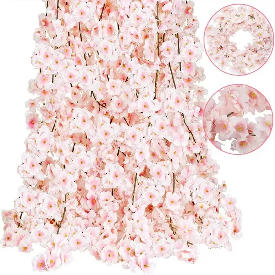 6pcs Flor De Cerezo Artificial Decoración Para Boda Y Fiesta