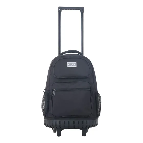 Mochila Con Carro Grande 18 PuLG Licencia Skora Color Negro Diseño De La Tela Liso