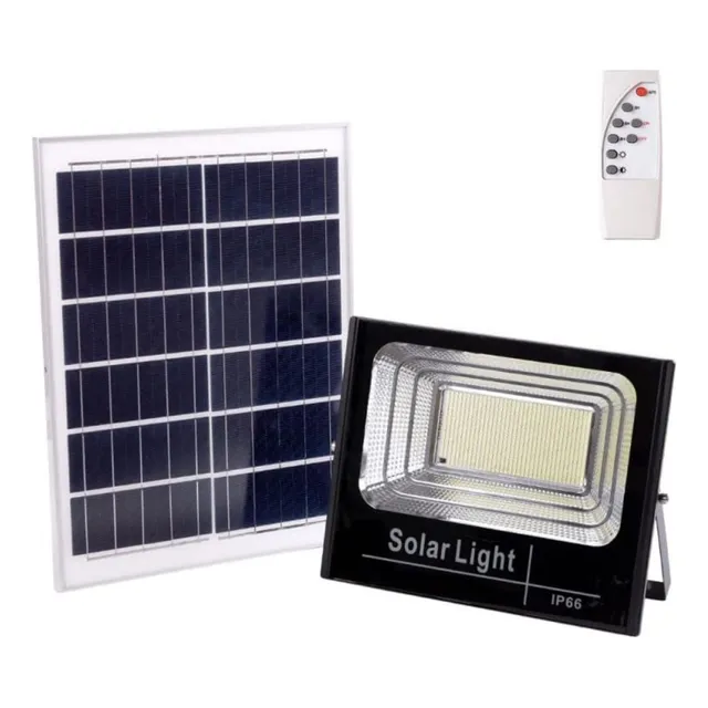 Foco Reflector Solar Led  200w +panel Solar Jardin Exterior 