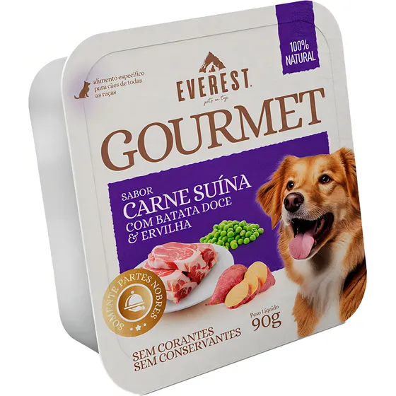 Ração Úmida Everest Gourmet Carne Suína Com Batata Doce 90g