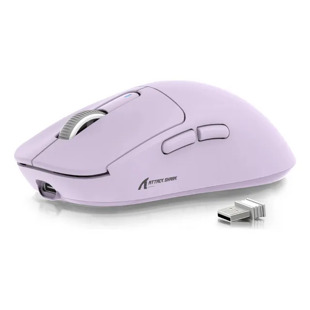 Ratón Gamer Attack Shark X3 Tri-mode Paw3395 49 g 26000 dpi Color lila
