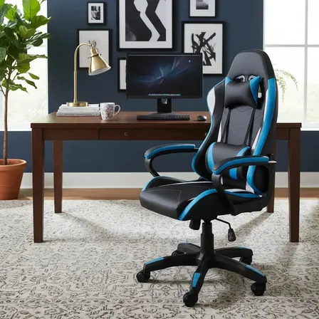 Cadeira Gamer Barata Ergonômica Python Fly Couro Sintético Cor Azul
