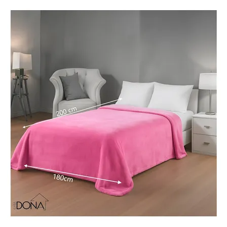 Manta Microfibra Lisa Casal Cobertor Soft 200x180cm Cor Rose