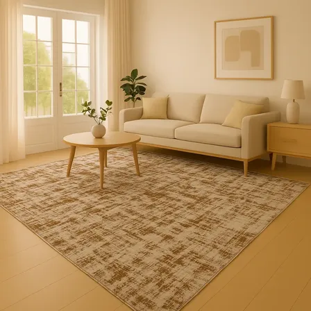 Tapete Antiderrapante Jacquard para Sala e Quarto Branco/Marrom 2.5m x 2m ENCANTALAR