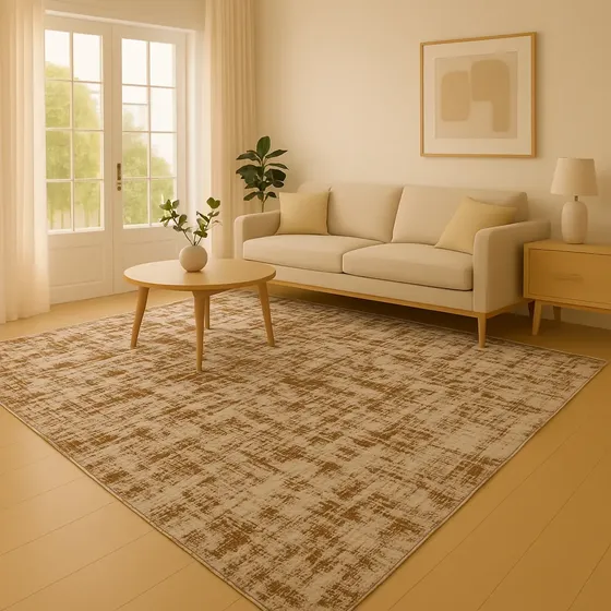 Tapete Sala Quarto Grande 200x250 Algodão Antiderrapante Comprimento 2.5 M Cor Branco/marrom Desenho Do Tecido Obra Arte Largura 2 M ENCANTALAR