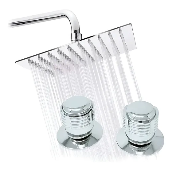 Kit Regadera Lluvia 20 Cm+ Tubo 40 Cm + Manerales Lujo Baño