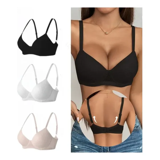 Paquete 3 Brasier Copa Preformada Varilla Push Up Colores