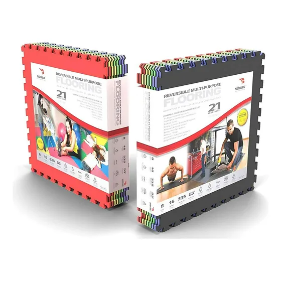 Piso Foami 8pzs 63x63cm 2en1 Reversible Negro/ Colores