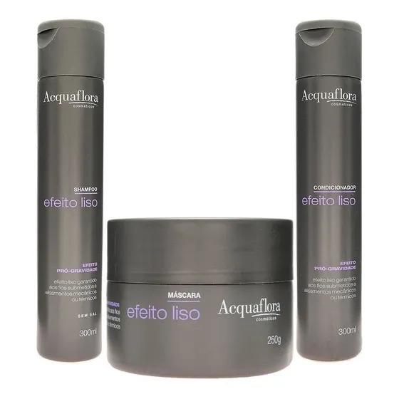 Kit Efeito Liso Shampoo Condicionador E Máscara - Acquaflora
