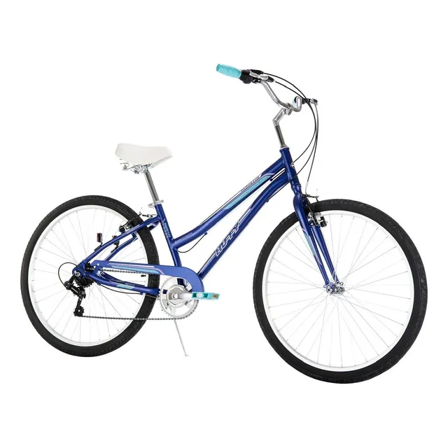 Bicicleta De Paseo Femenina Huffy Parkside Lady R27.5 16 7v Freno V-brakes Cambio Shimano Color Morado Con Pie De Apoyo