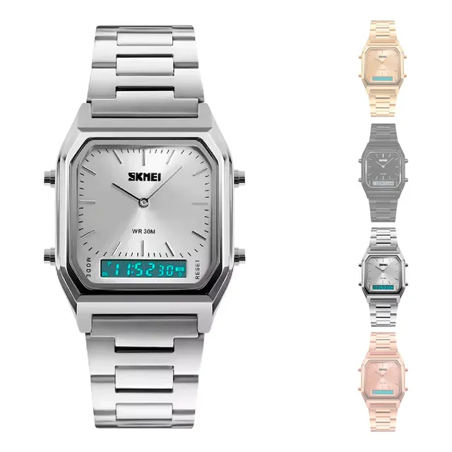 Reloj Dama Caballero Acero Elegante Metal Alarma Skmei 1220