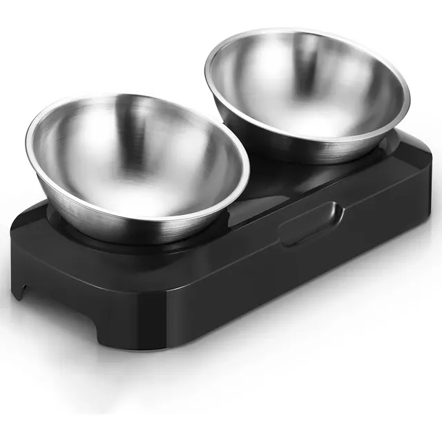 Comedero Bebedero Doble Inclinado Elevado Para Perro Y Gato