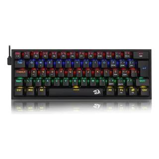 Teclado Redragon Gamer Fizz Rainbow Switch Brown Mecanico Cor de tec