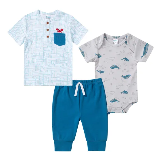 Set De Bebé 3 Pza. Franela, Body & Jogger Ref. 1426