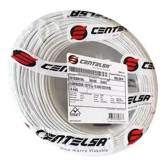 Cable Vehicular Iluminación #18awg Rollo X 100mts Centelsa